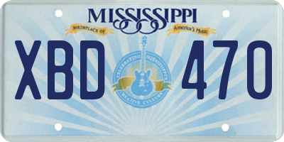 MS license plate XBD470