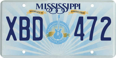 MS license plate XBD472