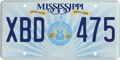 MS license plate XBD475