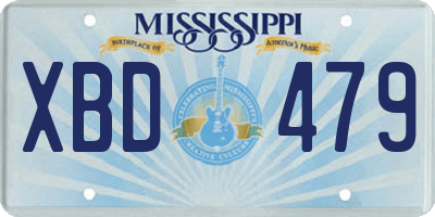 MS license plate XBD479