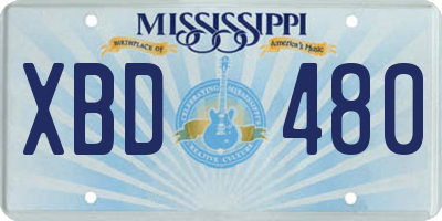 MS license plate XBD480