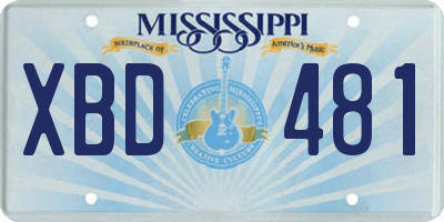 MS license plate XBD481