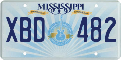 MS license plate XBD482