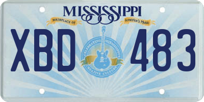 MS license plate XBD483