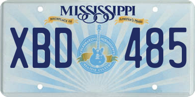 MS license plate XBD485