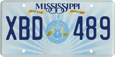 MS license plate XBD489