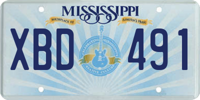 MS license plate XBD491