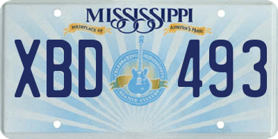 MS license plate XBD493