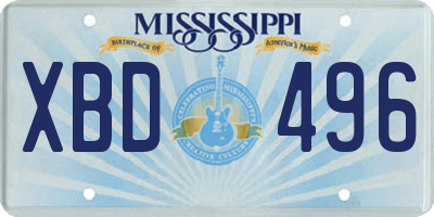 MS license plate XBD496