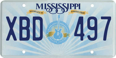 MS license plate XBD497