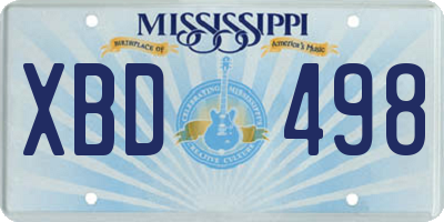 MS license plate XBD498