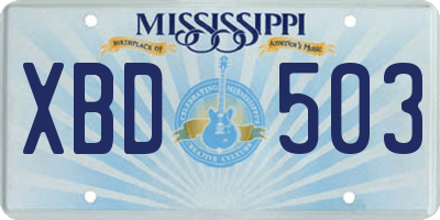 MS license plate XBD503