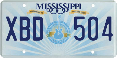 MS license plate XBD504