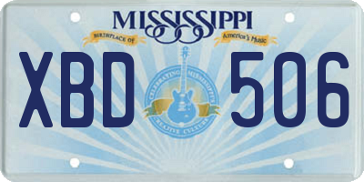 MS license plate XBD506