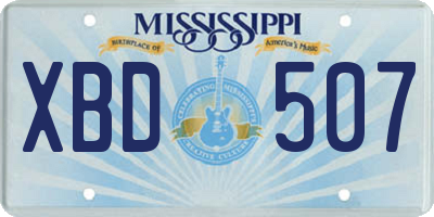 MS license plate XBD507