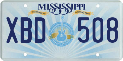 MS license plate XBD508