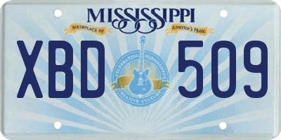 MS license plate XBD509