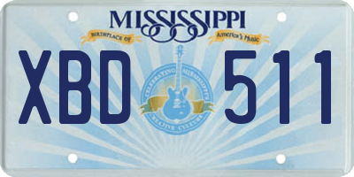 MS license plate XBD511