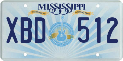 MS license plate XBD512