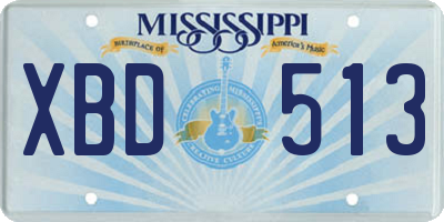 MS license plate XBD513