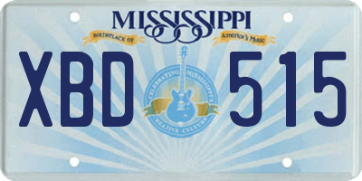 MS license plate XBD515