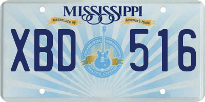MS license plate XBD516
