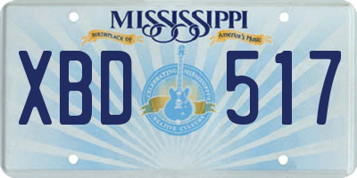 MS license plate XBD517