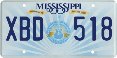 MS license plate XBD518