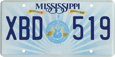 MS license plate XBD519