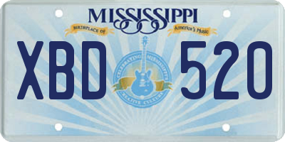 MS license plate XBD520