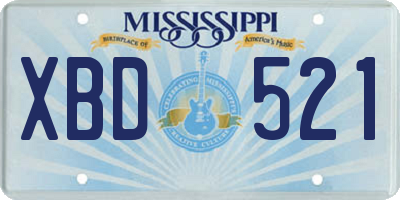 MS license plate XBD521