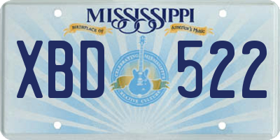 MS license plate XBD522