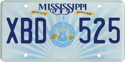 MS license plate XBD525
