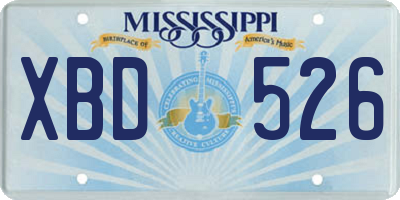 MS license plate XBD526