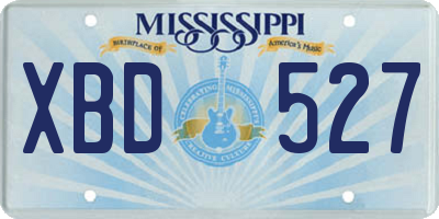 MS license plate XBD527