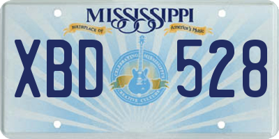 MS license plate XBD528