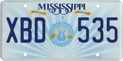 MS license plate XBD535