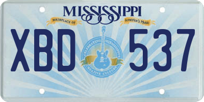 MS license plate XBD537