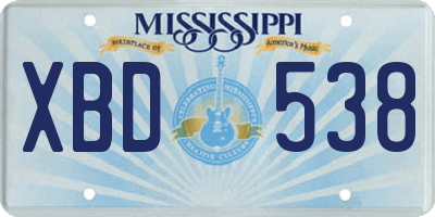 MS license plate XBD538