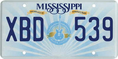 MS license plate XBD539