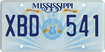 MS license plate XBD541