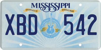 MS license plate XBD542