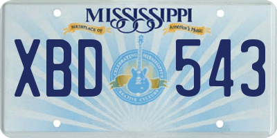 MS license plate XBD543