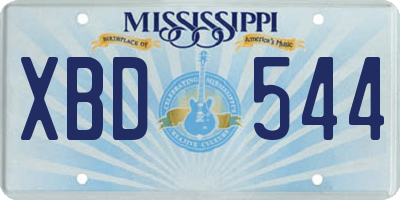MS license plate XBD544