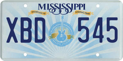 MS license plate XBD545