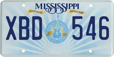MS license plate XBD546