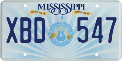 MS license plate XBD547