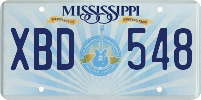 MS license plate XBD548