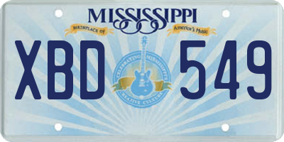 MS license plate XBD549