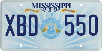 MS license plate XBD550